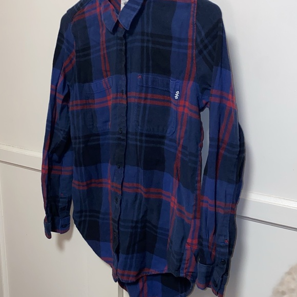 Vans Medium Blue Red Button Up Long Sleeve Casual Outdoors Shirt - Picture 12 of 13